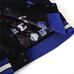 Phi Beta Sigma Black Bomber Jacket with Custom Lining for Men <b>Comfortable</b> Fit Premium Fabric Greek Fraternity Apparel Outerwear - Product Image 5