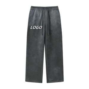 Men's Fleece Sweatpants Elastic Waist <b>Drawstring</b> Casual Loose Fit Left Leg Logo Autumn Wear - Product Image 1