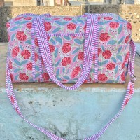 Sac fourre-tout matelassé en coton, imprimé floral, écologique, lavable, pour le yoga, la plage, le week-end, style bohème