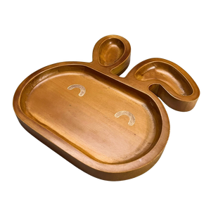 Plato de Madera con Forma de Conejo Creativo, Tazón de Alimentación para Niños Pequeños, Bandeja de Madera Maciza Natural para Servir Bocadillos y Frutos Secos - Product Image 1