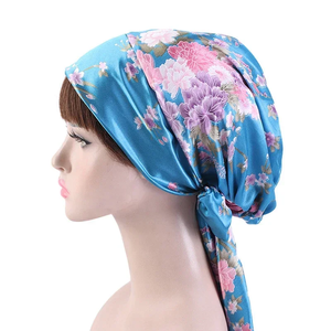 Nouveau bonnet de nuit en satin pour femme avec nœud, bonnet de sommeil en soie, bonnets chimio, bonnets pour le cancer, bonnet pour cheveux longs, foulard, bandana, couvre-chef - Product Image 3