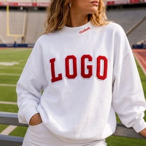 Sweat-shirt tendance pour femmes grandes tailles, 100% coton, col montant, logo brodé, style vintage, streetwear décontracté - Product Image 1