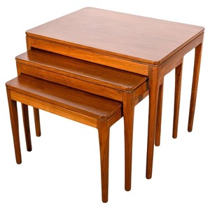 Walnut Wood Mid Century Modern <b>Round</b> Eco-friendly Handcrafted <b>Nested</b> Side <b>Tables</b> Set-Wholesale Furniture From India - Product Image 1