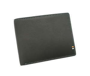 Top Ranking Castello Genuine Cowhide Soft <b>Leather</b> RFID Slim Bi-fold Open Short Polyester Lining <b>Men's</b> <b>Wallet</b> Black Dark Brown - Product Image 1
