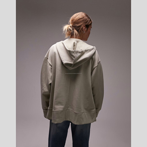 OEM 100% algodón cremallera de alta calidad ropa de calle personalizada hecha de las mujeres lisas sudaderas con capucha y sudaderas con capucha unisex - Product Image 5