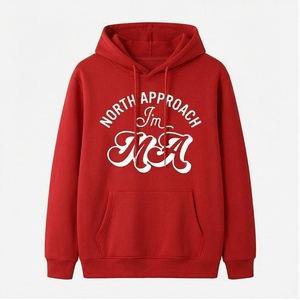 Sweat à capuche North Approach I'm NA pour homme, rouge, coupe oversize, décontracté, en polaire, avec poche et imprimé sur le devant, pour l'automne - Product Image 1