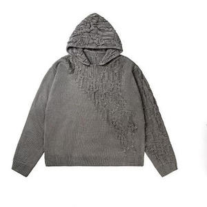 Oversized Crop Hoodie <b>Zip</b>-Up Solid Color Casual Knitted Sweatshirt Autumn Wear 100% - Product Image 2