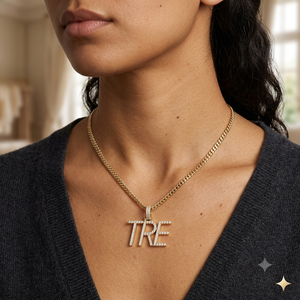 Custom Fine Charm Personalized Letter Name Hip Hop Style Full 925 Silver Lab Grown Diamond Initial Pendant Necklace Gold Plated - Product Image 2