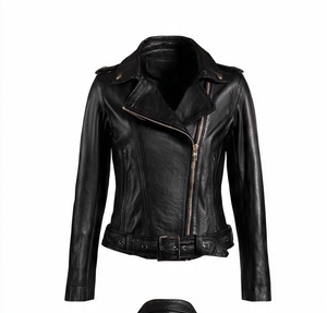 Veste en cuir noire emblématique pour femme - Product Image 3