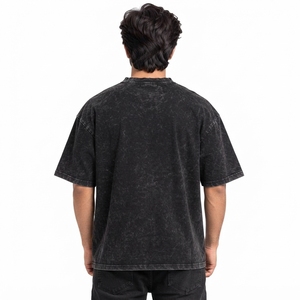 เสื้อยืดโอเวอร์ไซส์ผ้าฝ้ายหนานุ่มทรงหลวมสไตล์วินเทจฟอกสีลำลองสำหรับผู้ชาย เสื้อยืดโอเวอร์ไซส์ฟอกสีแบบแอซิดวอชใส่สบายทุกวันสำหรับผู้ชาย - Product Image 5