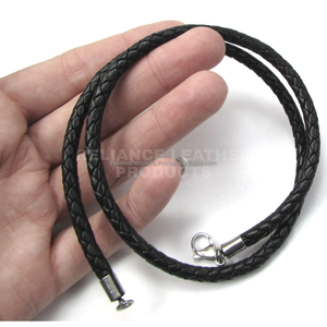 Ready to Ship 5mm <b>Black</b> Bolo Braided Leather <b>Cord</b> Round Pattern Genuine Leather Rope for Fashion Jewelry and Designer Charms - Product Image 2