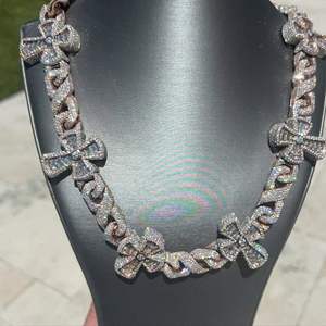 VVS Moissanite <b>Infinity</b> Cross Link Chain 925 Sterling Silver Two Tone Baguette Iced Out Cross Station Cuban Necklace Hip Hop - Product Image 2