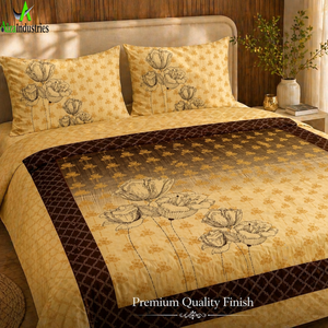 Parure de draps en coton jaune doré pour lit king size |   Parure de lit 3 pièces avec imprimé floral dégradé et housses de coussin – Literie élégante - Product Image 5