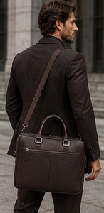 Gravs – sac messager noir en cuir véritable pour ordinateur portable, grand sac souple rétro pour bureau, travail quotidien, étanche, durable, portable - Product Image 5