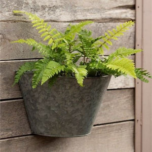 Macetero de pared moderno plateado galvanizado con borde festoneado, ideal para plantas trepadoras de interior o exterior, decoración de jardín. - Product Image 2