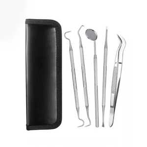 Kit de 5 instruments de diagnostic dentaire manuels pour examen de base, équipement d'hygiène buccale et outils de nettoyage dentaire - Product Image 1