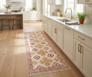 Alfombra de Algodón Hecha a Mano, Lavable, Decorativa, Estilo Bohemio, para Dormitorio, Sala de Estar, Salón, Patrón Geométrico, Ecológica - Product Image 1