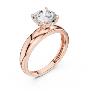 Anillo de Diamantes de Corte Redondo con Diseño de Lazo en Oro Rosa, Elegante Anillo de Compromiso y Boda para Mujer - Product Image 3