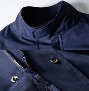 Chaqueta Bomber Negra de PU para Hombre, Cuello Alto, Cierre de Cremallera, Estilo Workwear, Resistente al Viento, Color Sólido, Exterior de Poliéster, Corte Regular - Product Image 3