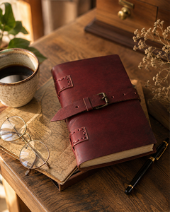 Vintage Leather Journal with Buckle Closure | Handmade Travel Notebook | Rustic <b>Writing</b> Diary | Gift for Writers & Travelers - Product Image 1