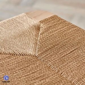 Banco de Madera de Fresno con Asiento de Cuerda de Papel Tejida a Mano, Diseño sin Respaldo para Muebles de Hogar - Product Image 3