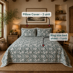 Premium Hand Block Printed Classic Pure Cotton 3-Piece <b>Bedding</b> <b>Set</b> King Size Soft Durable Machine Washable Eco Friendly - Product Image 6