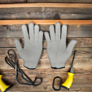 Les mieux notés TM blanc naturel Protection du travail chaud hiver coton non enduit froncé manchette texturé gants 40g atelier sans couture - Product Image 5