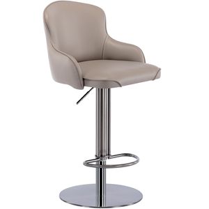Modern Grade Black Titanium Stainless Steel Bar <b>Stools</b> with Leather Backrest Swivel <b>Adjustable</b> <b>Height</b> for Kitchen or Cou - Product Image 1