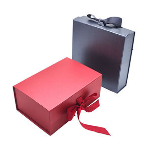 OEM Custom Logo Foldable Magnetic Glitter <b>Gift</b> <b>Box</b> <b>Black</b> Foil Stamping Packaging with Ribbon - Product Image 3