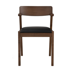 Silla de Comedor con Estructura de Madera de Haya, Asiento de Vinilo, Estilo Minimalista de Mediados de Siglo, Respaldo en Color Cacao Espresso, Muebles para el Hogar, Restaurante, Cafetería - Product Image 4