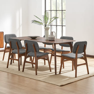 Ensemble de salle à manger 6 pièces style Mid-Century Modern, table en bois, chaises à dossier solide, meubles durables pour la maison - Product Image 2