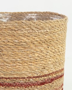 Cesta de Mimbre Hecha a Mano para Plantas, con Rayas Rojas Naturales, Rústica, para Interiores, Maceta para Decoración del Hogar - Product Image 3