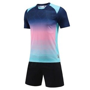 Ensembles de maillots dégradés, t-shirts et shorts de football, tenues de sport décontractées pour l'entraînement en salle, uniformes de sport tendance en polyester, vêtements de badminton - Product Image 2