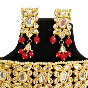 Indian Classic Women's Choker Wedding Engagement Anniversary Party Green Traditional Crystal Kundan Faux Pearl Alloy Gold <b>Gift</b> - Product Image 3