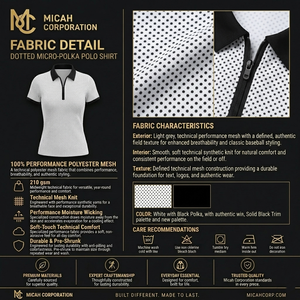 Micah Corporation regular fit Mens Black and White Micro Polka Dot Short Sleeve Knit <b>Zip</b>-<b>Up</b> <b>Polo</b> Shirt - Product Image 6