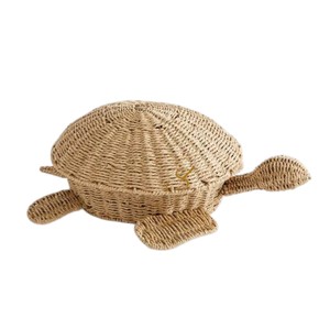 Wholesale Turtle Shaped Seagrass Storage <b>Basket</b> <b>with</b> <b>Lid</b> Cute Wicker Kids Toy Organizer Bin Nursery Baby Room Decor - Product Image 1