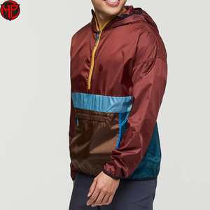 Colorblock <b>Men</b> Windbreaker <b>Half</b> <b>Zip</b> Hooded Anorak <b>Jacket</b> Lightweight Streetwear Outerwear for Autumn Sports <b>Jacket</b> - Product Image 3