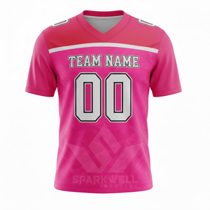 Camiseta de Fútbol Americano para Hombre, Color Marrón, Cuello en V, Manga Corta, Sublimada, Poliéster que Absorbe la Humedad, Uniforme de Equipo Personalizado - Product Image 3