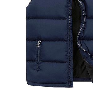 Fashionable Breathable <b>Canvas</b> Puffer Vest Casual Solid Pattern Button Closure Waterproof Eco-Friendly Winter Sleeveless Jacket - Product Image 4