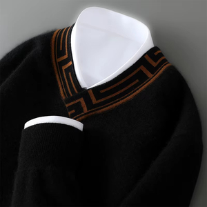 Pull en laine mérinos de luxe à rayures épaisses pour homme, tricot décontracté d'hiver, logo personnalisé, fournisseur d'usine OEM, commande en gros - Product Image 2