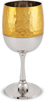 Judica - Juego de Copas de Kiddush Modernas Hechas a Mano, de Latón, en Dos Tonos, Dorado y Plateado, con Posavasos, Libres de BPA, a Prueba de Fugas, 5.5 oz