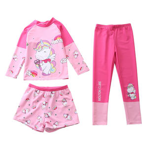 Pink <b>Unicorn</b> Rash Guard Set Long Sleeve Top <b>Leggings</b> Shorts Swimwear Adult Men Spandex/Polyester UPF50+ Quick Dry - Product Image 6
