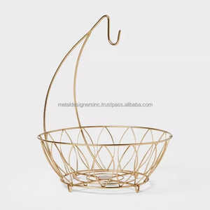 Panier de rangement de fruits à rabats, panier rond en métal doré, vaisselle et ustensiles de cuisine, panier rond à un et 2 niveaux et 3 niveaux - Product Image 2