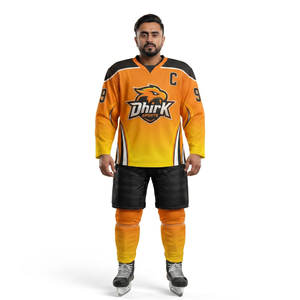 Jersey de Hockey sobre Hielo Personalizado Sublimado, 100% Poliéster, Cuello en V, Talla Grande, Absorbente de Humedad, para Hombre Adulto, Nombre del Equipo en la Parte Delantera - Product Image 1