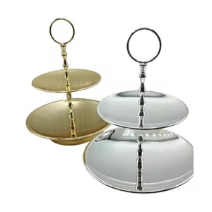 Round <b>Marble</b> <b>Cake</b> <b>Stand</b> with Gold Ornate Base Amazingly crafted By Indian Skilled Artisans - Product Image 2
