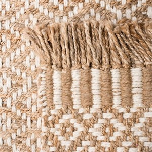 Tapis géométrique en jute rectangulaire à tissage plat, style bohème, écologique, pour décoration de salon, nettoyage facile, poils fins - Product Image 4