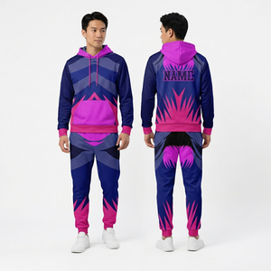 <b>Yellow</b> Black Hooded Winter Printed Front Logo <b>Tracksuit</b> 2 Piece Jogger Set Zipper Fly Fleece Sportswear Streetwear - Product Image 5