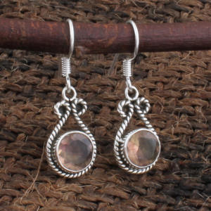 Boucles d'oreilles en quartz fumé naturel en gros, clous d'oreilles en argent sterling 925 avec pierre précieuse marron pour femmes, bijoux fins, prix d'usine - Product Image 2