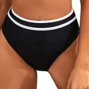 Ensemble de maillot de bain sportif 2 pièces pour femme, col rond, sans manches, short taille haute, en Spandex et Polyester, séchage rapide, color block, écologique - Product Image 3