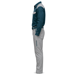 Ensemble chemise de travail à manches longues et pantalon cargo gris-vert personnalisé pour le personnel des installations industrielles, vente en gros, fabricant OEM - Product Image 3